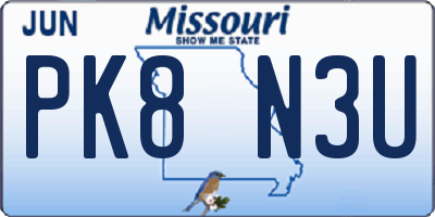 MO license plate PK8N3U