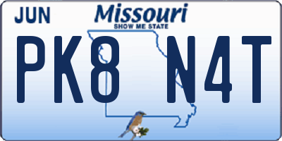 MO license plate PK8N4T