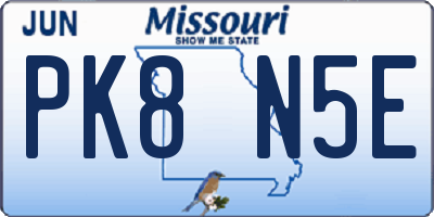 MO license plate PK8N5E