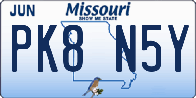 MO license plate PK8N5Y
