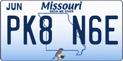 MO license plate PK8N6E