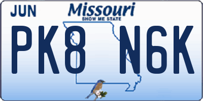 MO license plate PK8N6K
