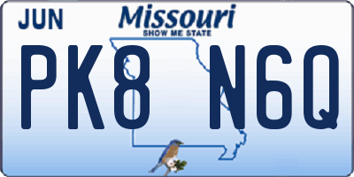 MO license plate PK8N6Q