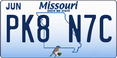 MO license plate PK8N7C