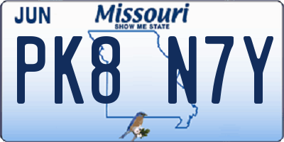 MO license plate PK8N7Y