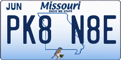 MO license plate PK8N8E