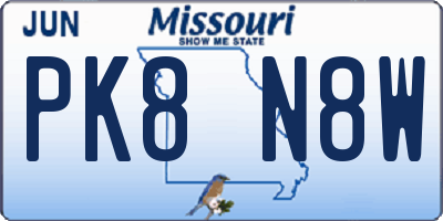 MO license plate PK8N8W