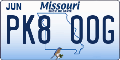 MO license plate PK8O0G
