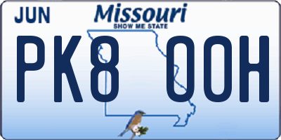 MO license plate PK8O0H