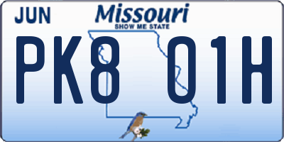 MO license plate PK8O1H