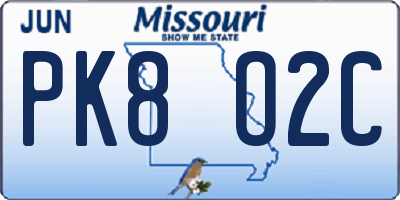MO license plate PK8O2C