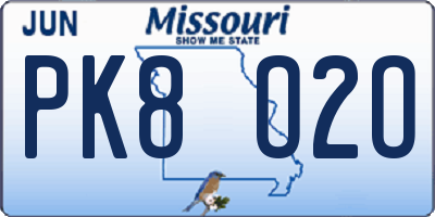 MO license plate PK8O2O