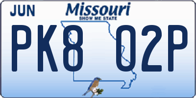 MO license plate PK8O2P