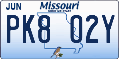 MO license plate PK8O2Y