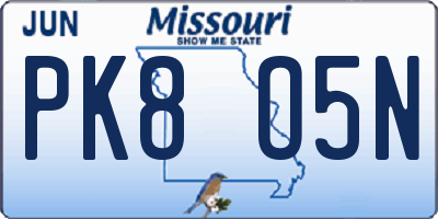 MO license plate PK8O5N