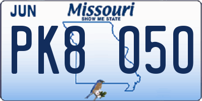 MO license plate PK8O5O