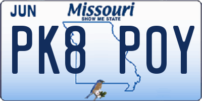MO license plate PK8P0Y