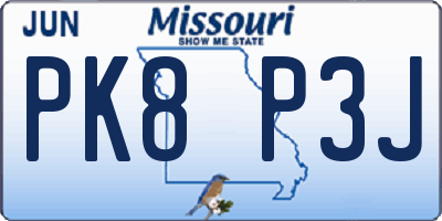 MO license plate PK8P3J