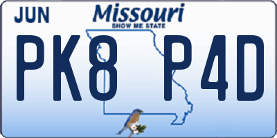 MO license plate PK8P4D