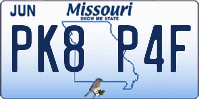MO license plate PK8P4F