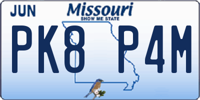 MO license plate PK8P4M