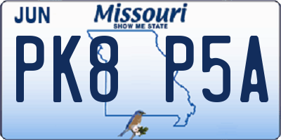 MO license plate PK8P5A