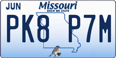 MO license plate PK8P7M