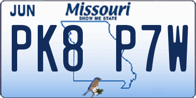 MO license plate PK8P7W