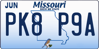 MO license plate PK8P9A