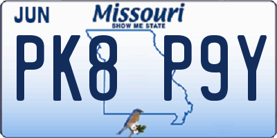 MO license plate PK8P9Y