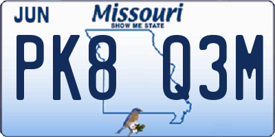 MO license plate PK8Q3M