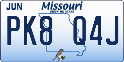 MO license plate PK8Q4J