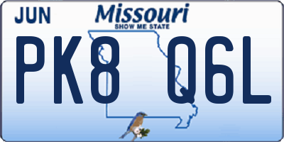 MO license plate PK8Q6L
