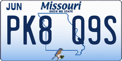 MO license plate PK8Q9S
