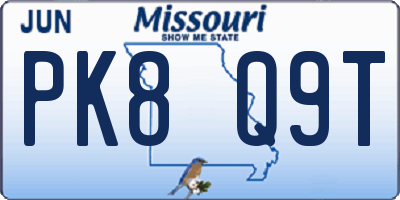 MO license plate PK8Q9T