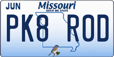 MO license plate PK8R0D