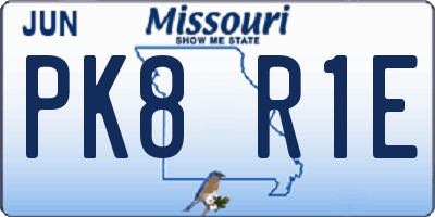 MO license plate PK8R1E
