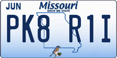 MO license plate PK8R1I