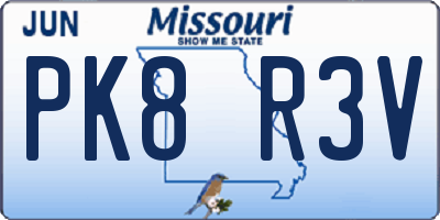 MO license plate PK8R3V