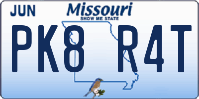 MO license plate PK8R4T
