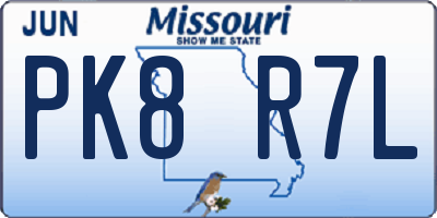 MO license plate PK8R7L