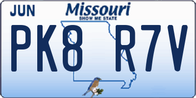 MO license plate PK8R7V