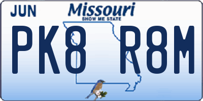 MO license plate PK8R8M