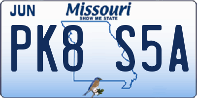 MO license plate PK8S5A