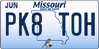 MO license plate PK8T0H