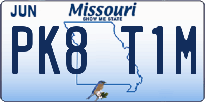 MO license plate PK8T1M