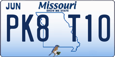 MO license plate PK8T1O