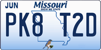 MO license plate PK8T2D