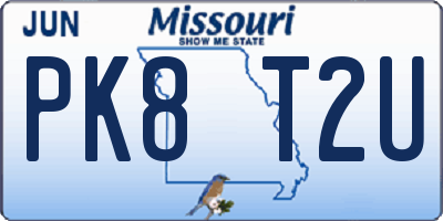 MO license plate PK8T2U