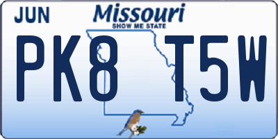 MO license plate PK8T5W